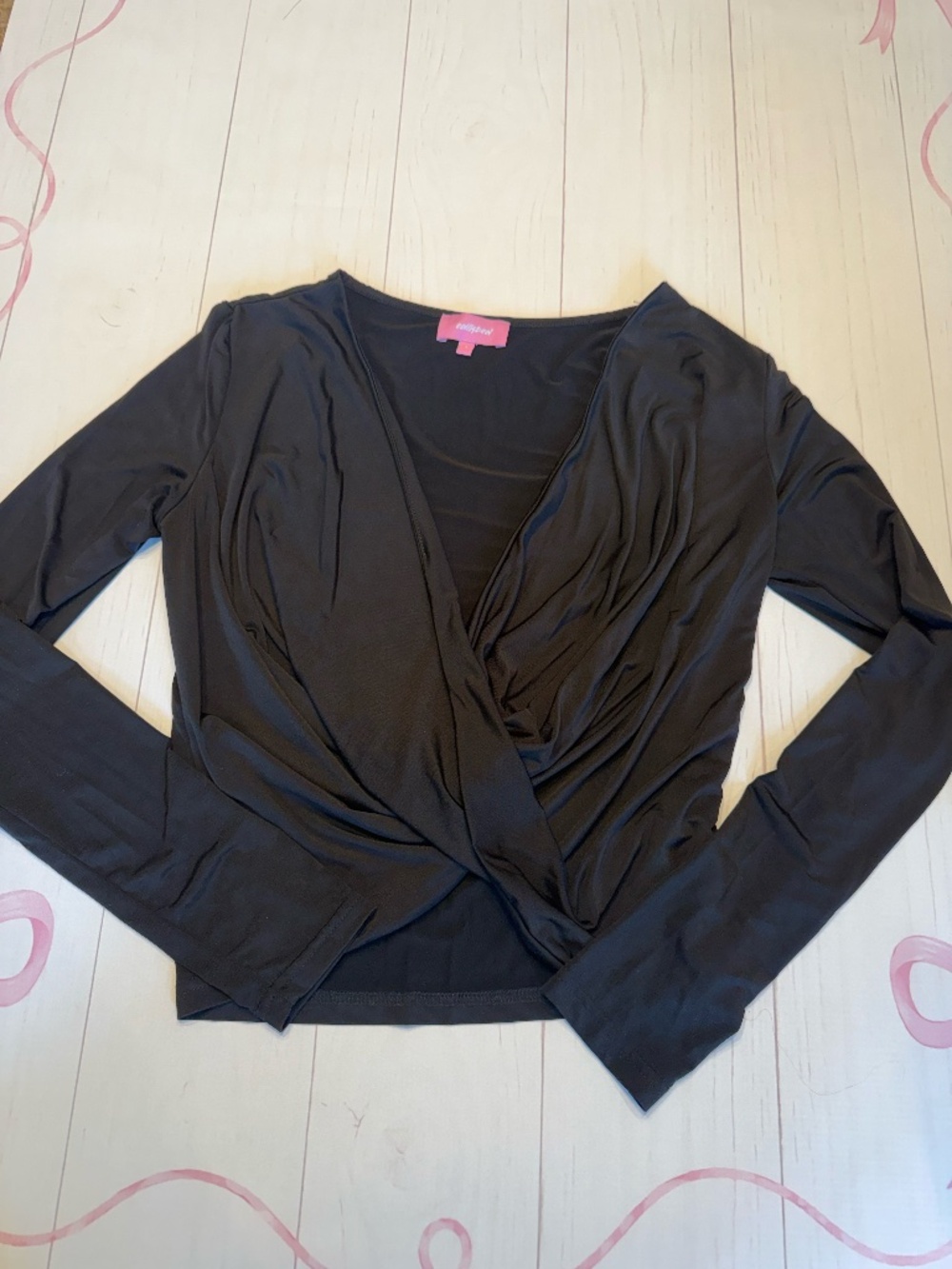 Edikted Draped V-Neck Long Sleeve Top Size S